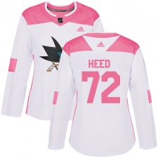 Women's Adidas San Jose Sharks #72 Tim Heed Authentic White/Pink Fashion NHL Jersey