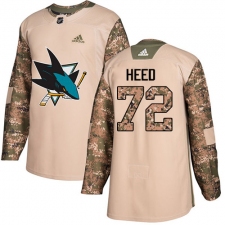 Youth Adidas San Jose Sharks #72 Tim Heed Authentic Camo Veterans Day Practice NHL Jersey
