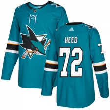 Youth Adidas San Jose Sharks #72 Tim Heed Authentic Teal Green Home NHL Jersey