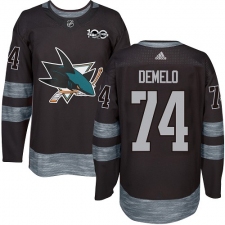 Men's Adidas San Jose Sharks #74 Dylan DeMelo Authentic Black 1917-2017 100th Anniversary NHL Jersey