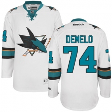 Youth Reebok San Jose Sharks #74 Dylan DeMelo Authentic White Away NHL Jersey