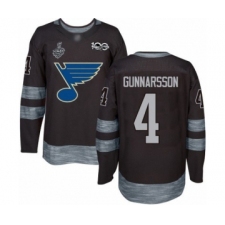 Men's St. Louis Blues #4 Carl Gunnarsson Authentic Black 1917-2017 100th Anniversary 2019 Stanley Cup Final Bound Hockey Jersey