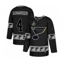 Men's St. Louis Blues #4 Carl Gunnarsson Authentic Black Team Logo Fashion 2019 Stanley Cup Final Bound Hockey Jersey