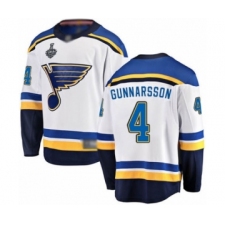 Men's St. Louis Blues #4 Carl Gunnarsson Fanatics Branded White Away Breakaway 2019 Stanley Cup Final Bound Hockey Jersey