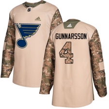 Youth Adidas St. Louis Blues #4 Carl Gunnarsson Authentic Camo Veterans Day Practice NHL Jersey