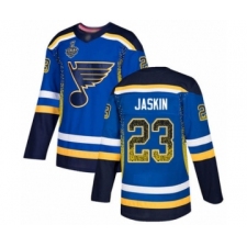 Men's St. Louis Blues #23 Dmitrij Jaskin Authentic Blue Drift Fashion 2019 Stanley Cup Final Bound Hockey Jersey