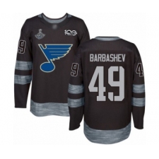 Men's St. Louis Blues #49 Ivan Barbashev Authentic Black 1917-2017 100th Anniversary 2019 Stanley Cup Champions Hockey Jersey