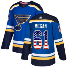Men's Adidas St. Louis Blues #61 Wade Megan Authentic Blue USA Flag Fashion NHL Jersey