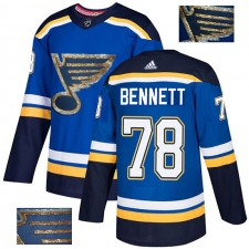 Men's Adidas St. Louis Blues #78 Beau Bennett Authentic Royal Blue Fashion Gold NHL Jersey