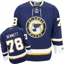 Men's Reebok St. Louis Blues #78 Beau Bennett Authentic Navy Blue Third NHL Jersey