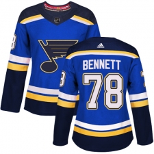 Women's Adidas St. Louis Blues #78 Beau Bennett Premier Royal Blue Home NHL Jersey