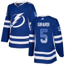 Men's Adidas Tampa Bay Lightning #5 Dan Girardi Authentic Blue Drift Fashion NHL Jersey