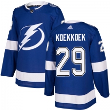 Men's Adidas Tampa Bay Lightning #29 Slater Koekkoek Premier Royal Blue Home NHL Jersey