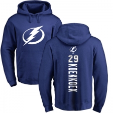 NHL Adidas Tampa Bay Lightning #29 Slater Koekkoek Royal Blue Backer Pullover Hoodie