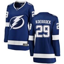 Women's Tampa Bay Lightning #29 Slater Koekkoek Fanatics Branded Royal Blue Home Breakaway NHL Jersey