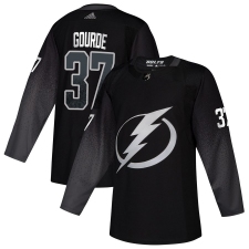 Men's Tampa Bay Lightning #37 Yanni Gourde adidas Alternate Authentic Player Jersey Black