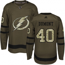 Men's Adidas Tampa Bay Lightning #40 Gabriel Dumont Authentic Green Salute to Service NHL Jersey