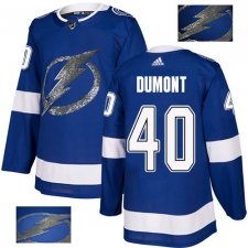 Men's Adidas Tampa Bay Lightning #40 Gabriel Dumont Authentic Royal Blue Fashion Gold NHL Jersey