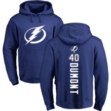 NHL Adidas Tampa Bay Lightning #40 Gabriel Dumont Royal Blue Backer Pullover Hoodie