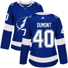 Women's Adidas Tampa Bay Lightning #40 Gabriel Dumont Authentic Royal Blue Home NHL Jersey