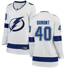 Women's Tampa Bay Lightning #40 Gabriel Dumont Fanatics Branded White Away Breakaway NHL Jersey