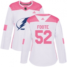Women's Adidas Tampa Bay Lightning #52 Callan Foote Authentic White/Pink Fashion NHL Jersey
