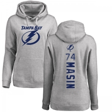 NHL Women's Adidas Tampa Bay Lightning #74 Dominik Masin Ash Backer Pullover Hoodie