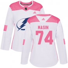 Women's Adidas Tampa Bay Lightning #74 Dominik Masin Authentic White/Pink Fashion NHL Jersey