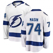 Youth Tampa Bay Lightning #74 Dominik Masin Fanatics Branded White Away Breakaway NHL Jersey