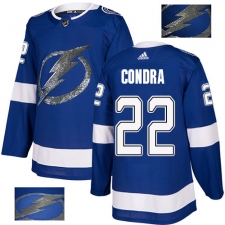Men's Adidas Tampa Bay Lightning #22 Erik Condra Authentic Royal Blue Fashion Gold NHL Jersey