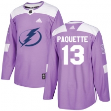 Men's Adidas Tampa Bay Lightning #13 Cedric Paquette Authentic Purple Fights Cancer Practice NHL Jersey