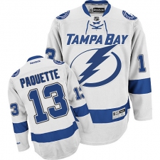 Men's Reebok Tampa Bay Lightning #13 Cedric Paquette Authentic White Away NHL Jersey