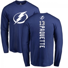 NHL Adidas Tampa Bay Lightning #13 Cedric Paquette Royal Blue Backer Long Sleeve T-Shirt