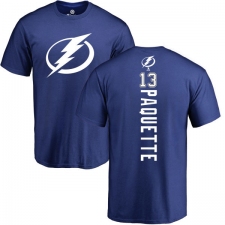 NHL Adidas Tampa Bay Lightning #13 Cedric Paquette Royal Blue Backer T-Shirt