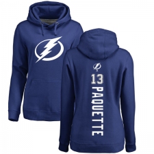 NHL Women's Adidas Tampa Bay Lightning #13 Cedric Paquette Royal Blue Backer Pullover Hoodie
