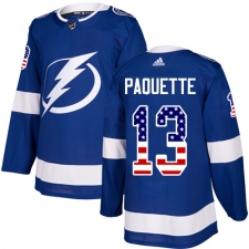 Youth Adidas Tampa Bay Lightning #13 Cedric Paquette Authentic Blue USA Flag Fashion NHL Jersey