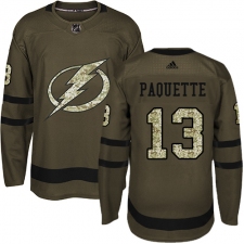 Youth Adidas Tampa Bay Lightning #13 Cedric Paquette Authentic Green Salute to Service NHL Jersey