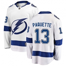 Youth Tampa Bay Lightning #13 Cedric Paquette Fanatics Branded White Away Breakaway NHL Jersey