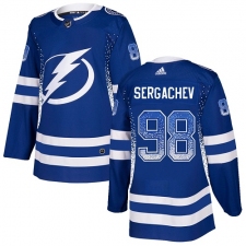 Men's Adidas Tampa Bay Lightning #98 Mikhail Sergachev Authentic Blue Drift Fashion NHL Jersey