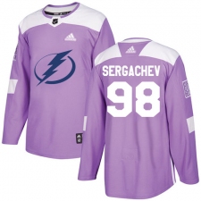 Men's Adidas Tampa Bay Lightning #98 Mikhail Sergachev Authentic Purple Fights Cancer Practice NHL Jersey