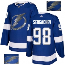 Men's Adidas Tampa Bay Lightning #98 Mikhail Sergachev Authentic Royal Blue Fashion Gold NHL Jersey