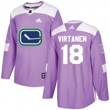 Youth Adidas Vancouver Canucks #18 Jake Virtanen Authentic Purple Fights Cancer Practice NHL Jersey