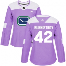 Women's Adidas Vancouver Canucks #42 Alex Burmistrov Authentic Purple Fights Cancer Practice NHL Jersey