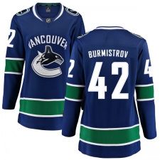 Women's Vancouver Canucks #42 Alex Burmistrov Fanatics Branded Blue Home Breakaway NHL Jersey