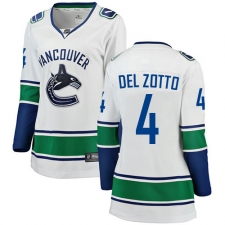 Women's Vancouver Canucks #4 Michael Del Zotto Fanatics Branded White Away Breakaway NHL Jersey