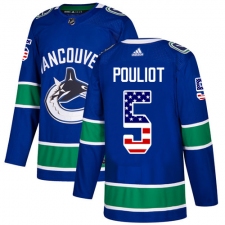 Men's Adidas Vancouver Canucks #5 Derrick Pouliot Authentic Blue USA Flag Fashion NHL Jersey