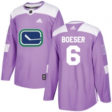 Men's Adidas Vancouver Canucks #6 Brock Boeser Authentic Purple Fights Cancer Practice NHL Jersey