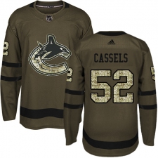 Men's Adidas Vancouver Canucks #52 Cole Cassels Premier Green Salute to Service NHL Jersey