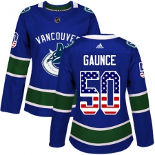 Women's Adidas Vancouver Canucks #50 Brendan Gaunce Authentic Blue USA Flag Fashion NHL Jersey