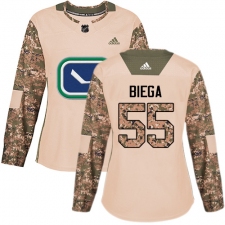 Women's Adidas Vancouver Canucks #55 Alex Biega Authentic Camo Veterans Day Practice NHL Jersey